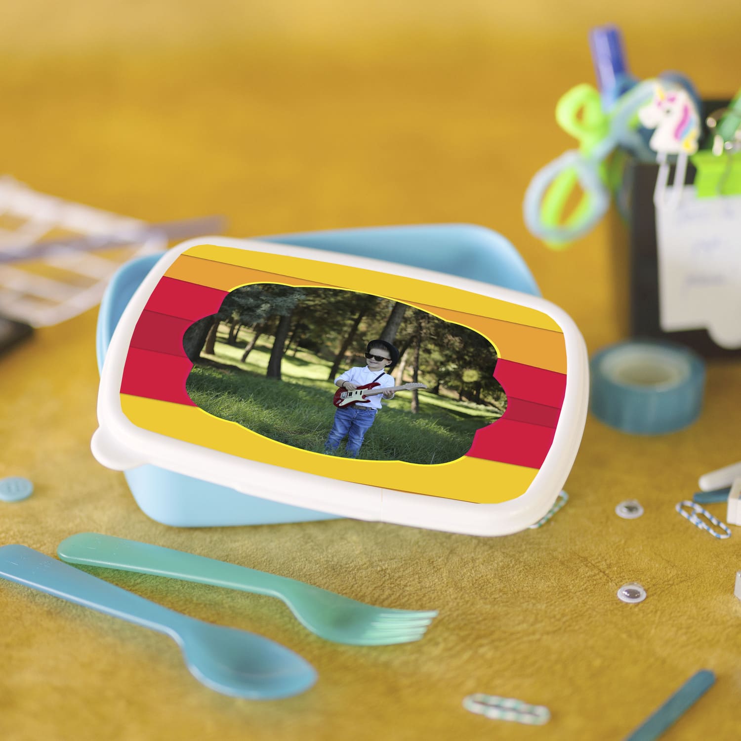 Δοχείο φαγητού ρίγα κίτρινη κόκκινη