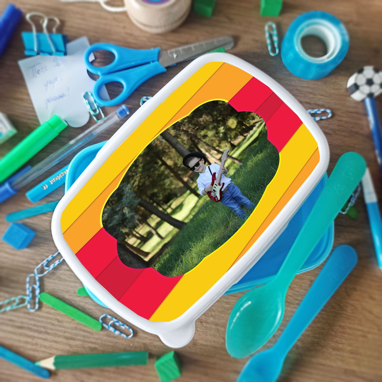 Δοχείο φαγητού ρίγα κίτρινη κόκκινη