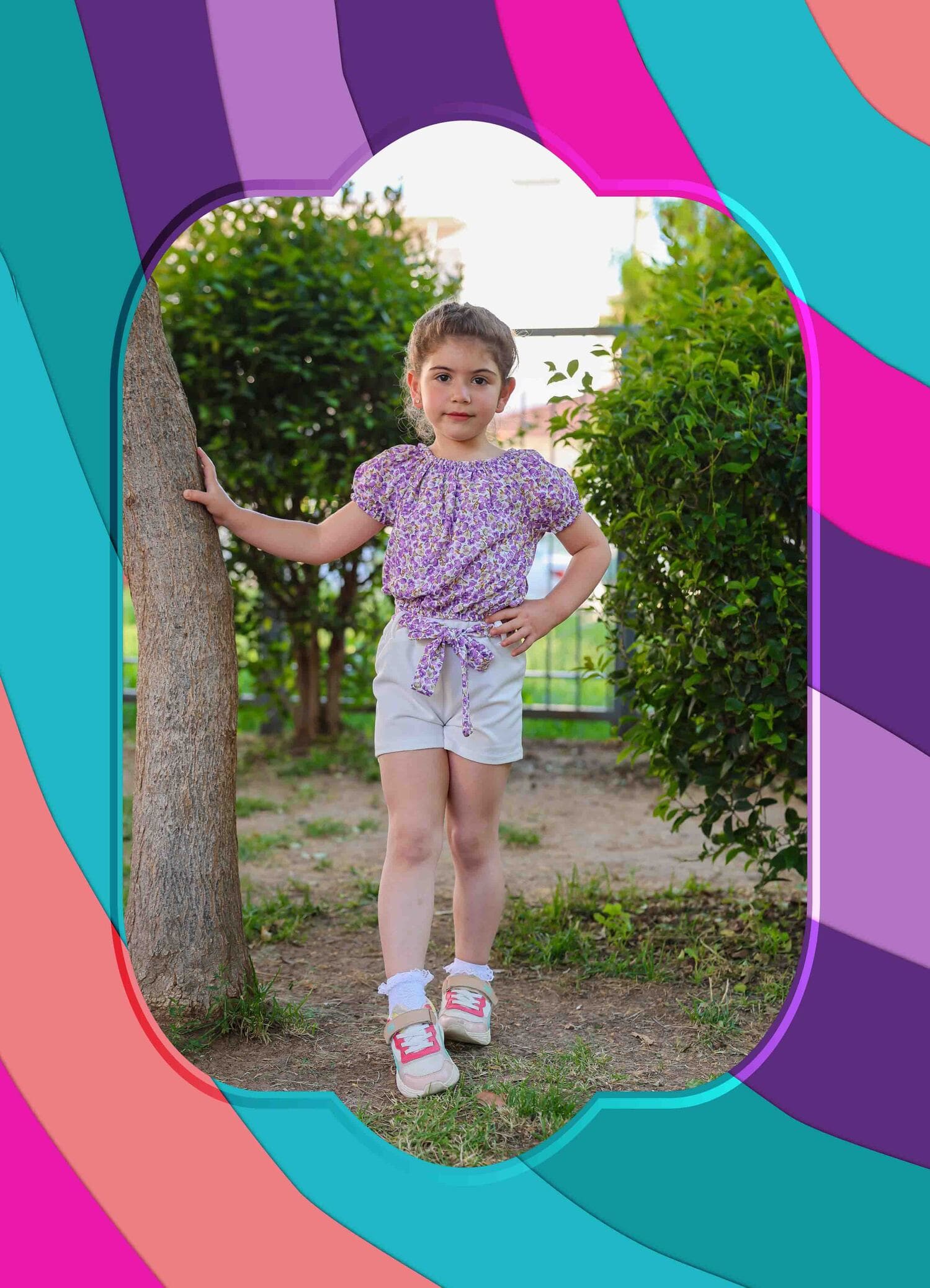 Κάθετος θεματικός καμβάς πολύχρωμα γεωμετρικά σχέδια